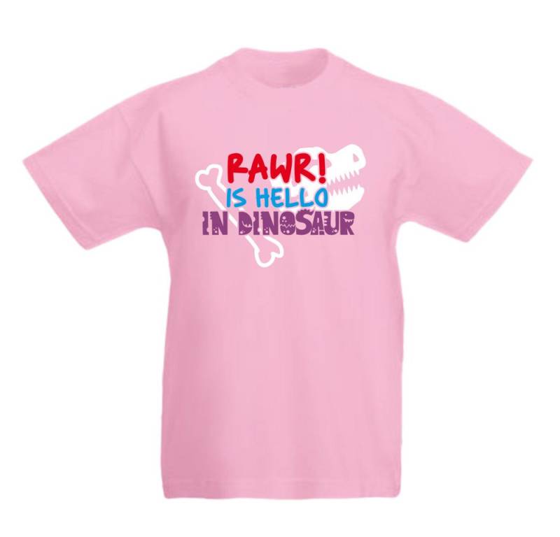 G-graphics T-Shirt Rawr! is hello in dinosaur Kinder T-Shirt mit coolem Spruch als Frontprint von G-graphics