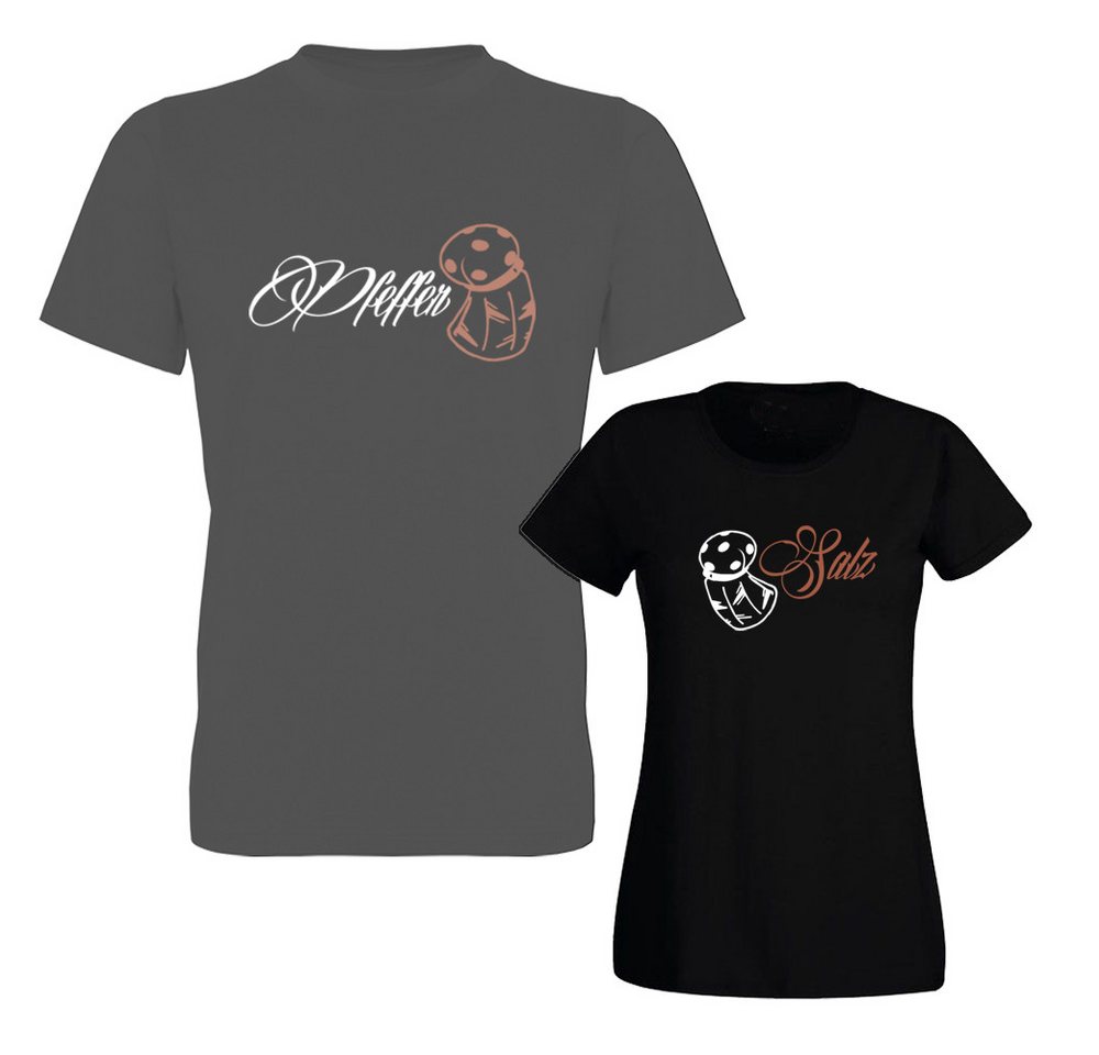 G-graphics T-Shirt Salz & Pfeffer (Partner- / Paar-Set, Einzelteile zum selbst zusammenstellen) Aufdruck auf der Vorder- oder Rückseiteseite wählbar von G-graphics