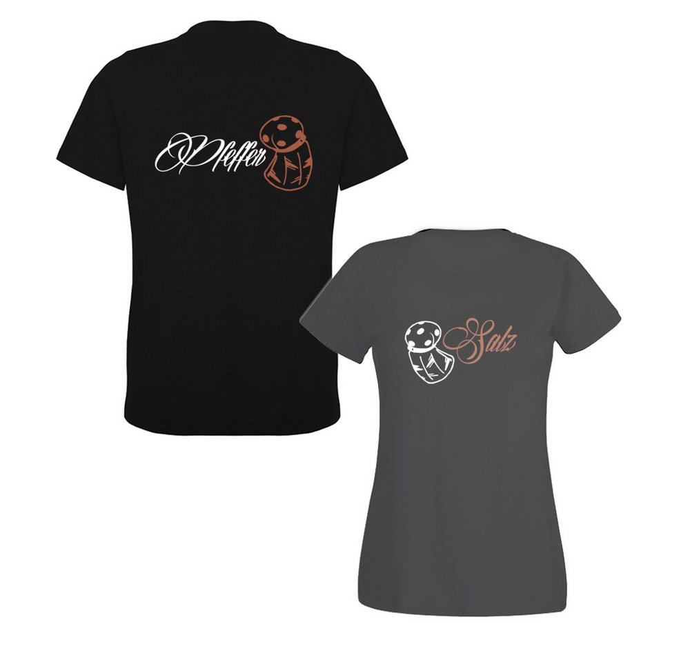 G-graphics T-Shirt Salz & Pfeffer (Partner- / Paar-Set, Einzelteile zum selbst zusammenstellen) Aufdruck auf der Vorder- oder Rückseiteseite wählbar von G-graphics