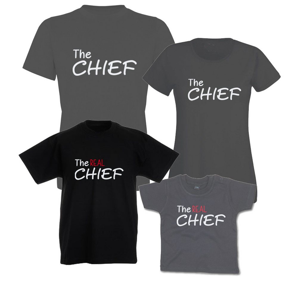 G-graphics T-Shirt The Chief & The REAL Chief (Familienset, Einzelteile zum selbst zusammenstellen) Kinder- & Erwachsenen-T-Shirt-Set mit Frontprint von G-graphics