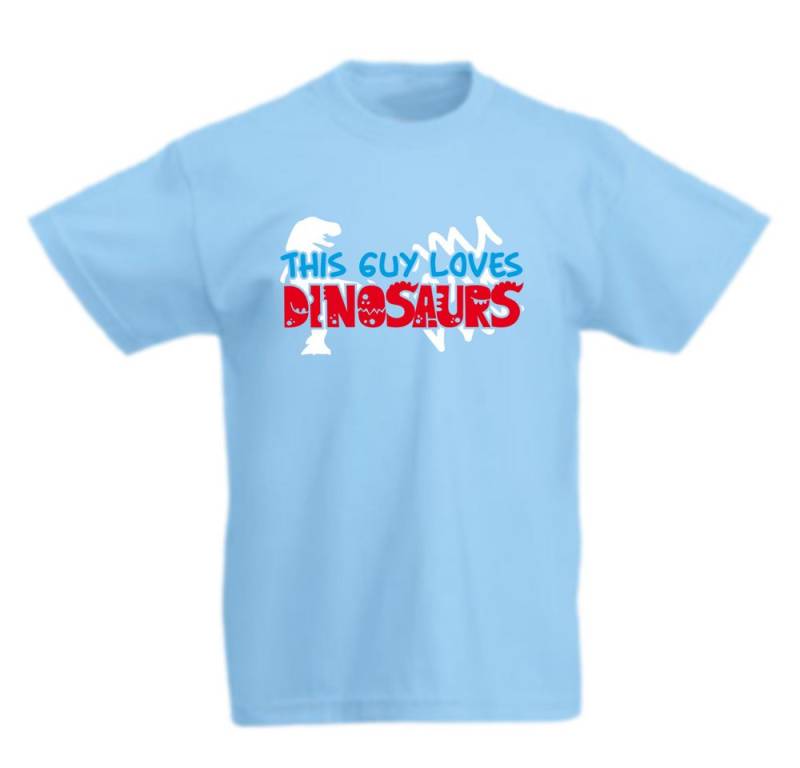 G-graphics T-Shirt This Guy loves Dinosaurs Kinder T-Shirt mit coolem Spruch als Frontprint von G-graphics