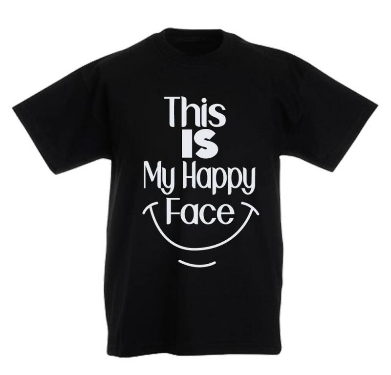 G-graphics T-Shirt This is my happy face Kinder T-Shirt mit Spruch / Statement von G-graphics