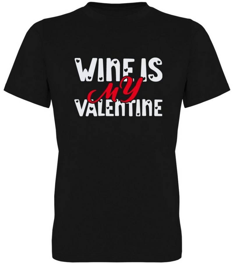 G-graphics T-Shirt Wine is my Valentine Herren T-Shirt mit Frontprint zum Valentinstag von G-graphics
