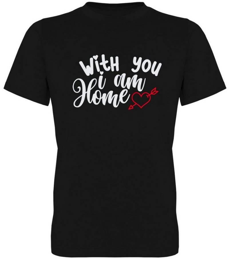 G-graphics T-Shirt With you I am home Herren T-Shirt mit Frontprint zum Valentinstag von G-graphics