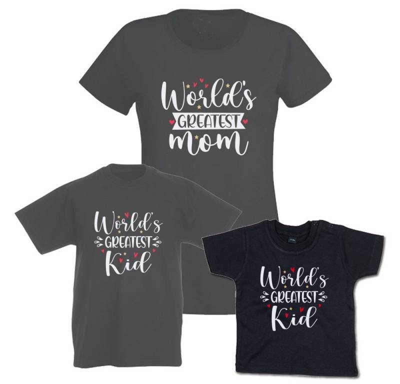 G-graphics T-Shirt World´s greatest Mom & World´s greatest Kid (Familienset, Einzelteile zum selbst zusammenstellen) Kinder- & Erwachsenen-T-Shirt-Set mit Frontprint von G-graphics