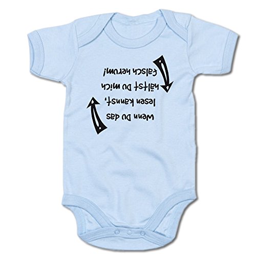 G-graphics Wenn Du das lesen Kannst, hältst Du Mich falsch herum! Baby Body Suite Strampler 250.0213 (0-3 Monate, blau) von G-graphics