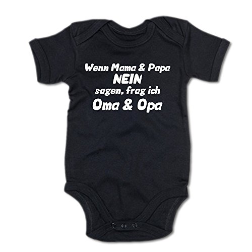 G-graphics Wenn Mama & Papa Nein Sagen, frag ich Oma & Opa Baby Body Suit Strampler 250.0141 (0-3 Monate, schwarz) von G-graphics