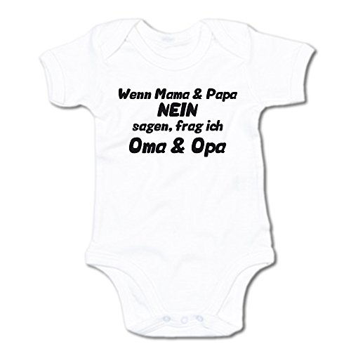 G-graphics Wenn Mama & Papa Nein Sagen, frag ich Oma & Opa Baby Body Suit Strampler 250.0141 (0-3 Monate, weiß) von G-graphics