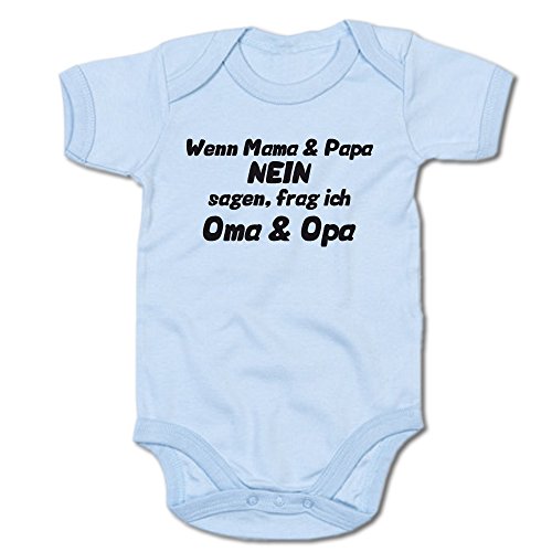 G-graphics Wenn Mama & Papa Nein Sagen, frag ich Oma & Opa Baby Body Suit Strampler 250.0141 (3-6 Monate, blau) von G-graphics