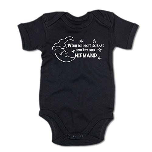 G-graphics Wenn ich Nicht schlafe, schläft Hier niemand Baby Body Suit Strampler 250.0142 (3-6 Monate, schwarz) von G-graphics