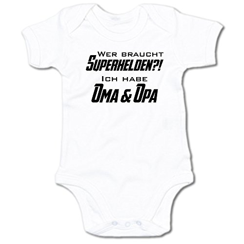 G-graphics Wer braucht Schon Superhelden? Ich Habe Oma & Opa Baby-Body 250.0312 (3-6 Monate, weiß) von G-graphics