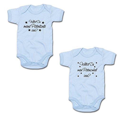 G-graphics Willst Du Meine Patentante Sein? & Willst Du Mein Patenonkel Sein? Baby-Body-Set 250.0208 (3-6 Monate, blau/blau) von G-graphics