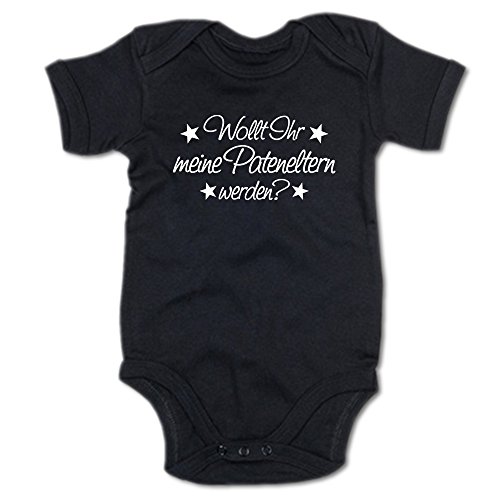 G-graphics Wollt Ihr Meine Pateneltern Werden? Baby Body Suit Strampler 250.0308 (0-3 Monate, schwarz) von G-graphics