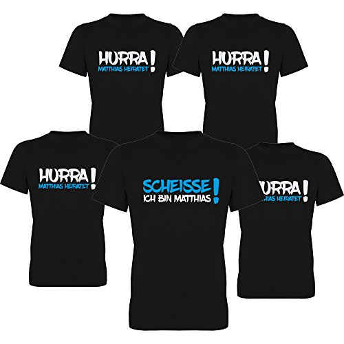 Hurra heiratet! & Scheisse ich Bin .! mit Name des Bräutigams Junggesellen-Abschied T-Shirts Herren 252.009 (L, Motiv Begleiter) von G-graphics