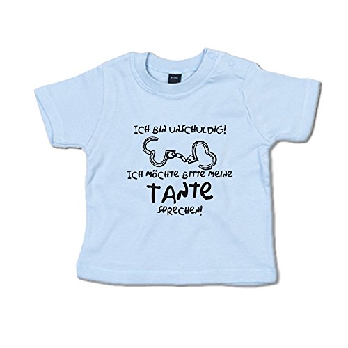 Ich Bin unschuldig - ich möchte Bitte Meine Tante sprechen! Baby T-Shirt (266.0143) (18-24 Monate, Dustyblue) von G-graphics