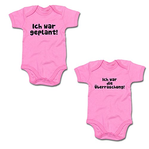 Ich war geplant! - Ich war die Überraschung! Twin-Set Baby-Body-Set (250.0045) (3-6 Monate, pink/pink) von G-graphics