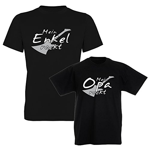 Mein Enkel rockt & Mein Opa rockt T-Shirt Set Opa & Enkel 293.0239 (Mann L/Kind 98-104) von G-graphics