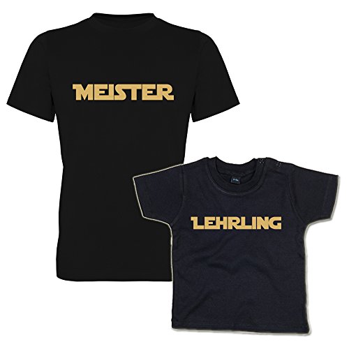 Meister & Lehrling Shirt Set Vater und Sohn (293.0002) (Vater M/Kind 18-24 Monate) von G-graphics