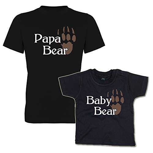 Papa Bear & Baby Bear Shirt Set Vater und Sohn (293.0011) (Vater M/Kind 18-24 Monate) von G-graphics