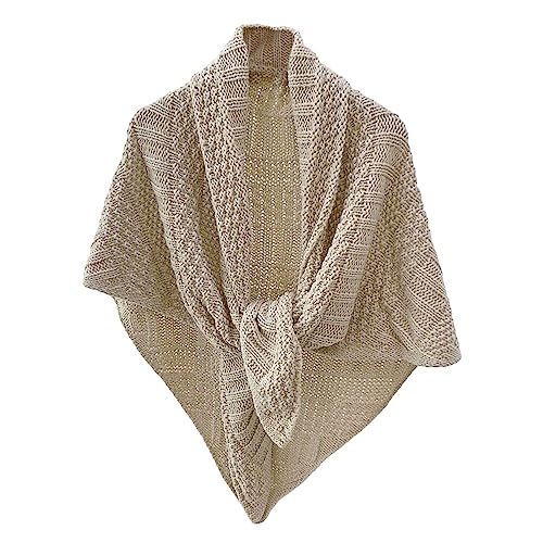 G-LIKE Damen Dreieckschal Schultertuch Umhang – Frühling Herbst Winter Gestrickt Warm Dekorativ Umschlagtuch Schal Halstuch Kopftuch Dreieckstuch für Frauen Mädchen - Strickwolle (Beige) von G-LIKE