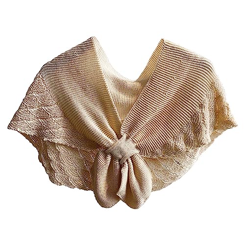 G-LIKE Damen Umschlagtuch Schultertuch Halstuch – Frühling Sommer Herbst Nackenschutz Schal Umhang Cape Gestrickt Ausgehöhlt Prominenz Stil Häkelarbeit Dekorativ für Frauen Mädchen (Beige) von G-LIKE