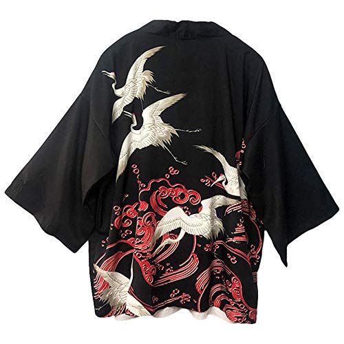 G-LIKE Japanische Kimonos Damen Kleiung - Traditionell Haori Kostüm Robe Tokio Harajuku Drachen Muster Antik Jacke Nachthemd Bademantel Nachtwäsche (Rot) von G-LIKE