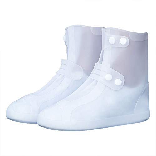 G-LIKE Wasserdicht Rutschfest Schuhbezug Zubehör - Outdoor Regen Schutz Ausrüstung Verschleißfest Stiefel Schuhüberzug Weich Faltbar Dichte Sohle Passform für Damen Herren (3XL, Weiß (Mittelstiefel)) von G-LIKE