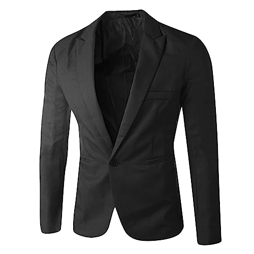 G-real Herren Leinen Anzug Jacke Sakko Comfort Regular Fit Sweat Übergröße Blazer Einknopf Jackett Anzug Langgröße Bequem Freizeit Slim Fit Sommer Men Casual Suits Jacke von G-real