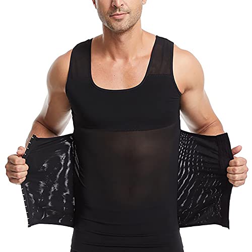 G&F Herren Bauchweg-Weste zum Abnehmen, Bauchfett, Body-Shaper, strafft den Bauch, Rücken, Kompression, Gynäkomastie (Farbe: Schwarz, Größe: L) von G&F