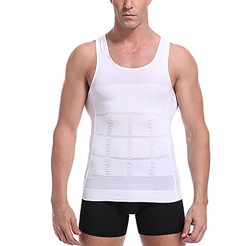 G&F Herren Bauchwegweste, flacher Bauch, versteckte Brüste und Bierbauch, Körperformer, Fit-Gynäkomastie, Gewichtsverlust (Farbe: Weiß, Größe: M) von G&F