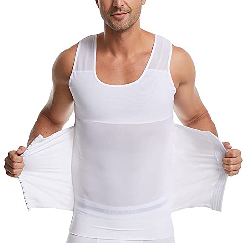 G&F Herren-Kompressionsshirt mit Bauchweggürtel, Bauchweg-Weste/Bierbauch (Farbe: Weiß, Größe: L) von G&F