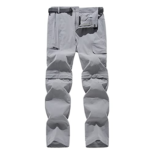 G&F Herren Wanderhose Abnehmbar Zip Off Trekkinghose Softshellhose Schnell Trocknend Elastisch Sommer Funktionshose für Wandern und Freizeit (Color : Gray, Size : 3XL) von G&F