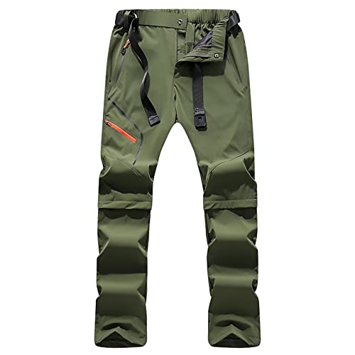 G&F Herren Wanderhose Schnelltrocknend Convertible Atmungsaktiv Wasserdicht Draussen Arbeit Zip Off Cargohosen (Color : Green, Size : 6XL) von G&F