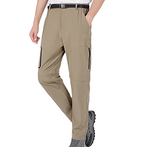 G&F Herren Wanderhose Zip Off Trekkinghose, Atmungsaktiv Schnell Stretch Abnehmbar Outdoorhose Hiking Pants (Color : Khaki, Size : L) von G&F