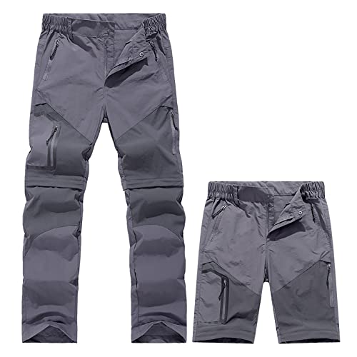 G&F Herren Wanderhose Zip Off Wasserdicht Softshellhose Outdoor Funktionshose Trekkinghose Entfernbar Schnell Trockend (Color : Gray, Size : 3XL) von G&F