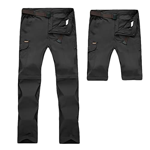 G&F Herren Zip Off Wanderhose Abnehmbar Trekkinghose, Atmungsaktiv Outdoorhose Arbeit Hosen Schnell Trockend Sommer (Color : Black, Size : 4XL) von G&F