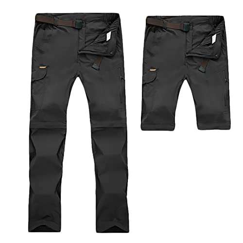 G&F Herren Zip Off Wanderhose Abnehmbar Trekkinghose, Atmungsaktiv Outdoorhose Arbeit Hosen Schnell Trockend Sommer (Color : Black, Size : 5XL) von G&F