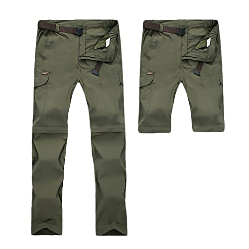 G&F Herren Zip Off Wanderhose Abnehmbar Trekkinghose, Atmungsaktiv Outdoorhose Arbeit Hosen Schnell Trockend Sommer (Color : Green, Size : L) von G&F