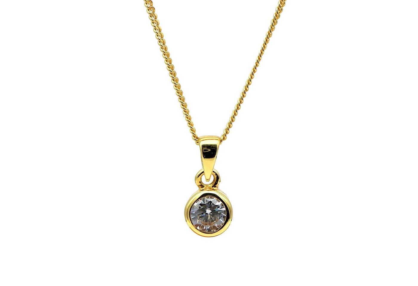 G & J Kettenanhänger Edler Goldanhänger 585 14K mit Zirkonia Stein und Öse 11x5x3mm (ohne Kette, inkl. Schmucketui), Made in Germany von G & J