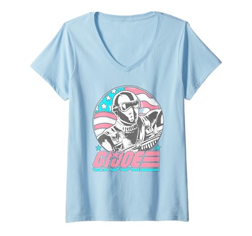 Damen G.I. Joe Classic Snake Eyes with American Flag Portrait T-Shirt mit V-Ausschnitt Damen G.I. Joe Classic Snake Eyes with American Flag Portrait T-Shirt mit V-Ausschnitt von G.I. Joe