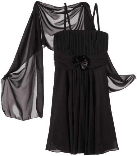 G.O.L. Mädchen Bekleidungsset Chiffon-Kleid mit Stola, Gr. 152, Schwarz (black 2) von G.O.L.