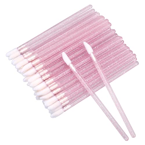 G2PLUS 100 Stück Einweg Kristall Lippenpinsel, Rosa Lip Gloss Lippenstift Pinsel Gloss Stab Applikatoren von G2PLUS