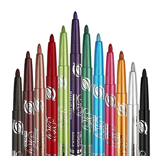 G2PLUS 12 Farben Farbige Eyeliner Set,Wasserdicht Liner Eyeliner Multifunktionale Farbmalerei Party-Make-up von G2PLUS