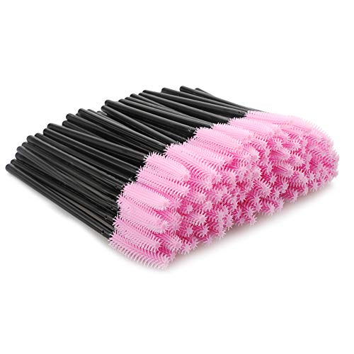 G2PLUS 100 Stk Silikon Wimpernbürste - Einweg Mascara Zauberstäbe - Mascara Augen Make Up Tools - Schwarz und Rosa von G2PLUS