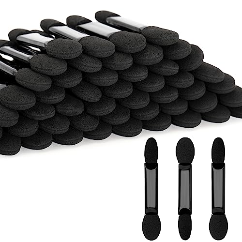 G2PLUS 100 Stück Lidschatten Applikator Schwarz Einweg Lidschattenpinsel Dual Seiten Lidschatten Schwamm Applikatoren Pinsel für Lidschatten von G2PLUS