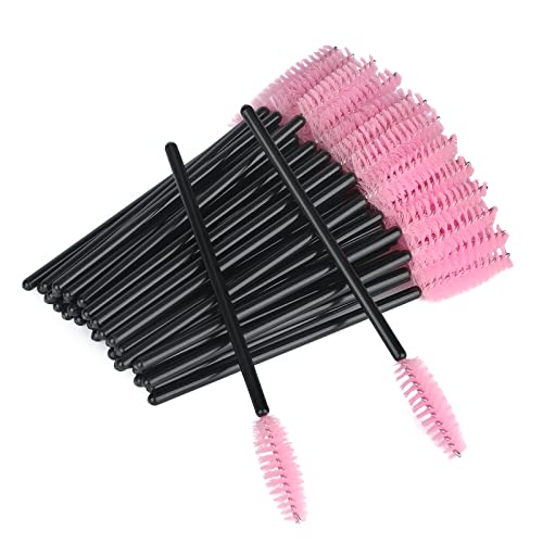 G2PLUS 50 Stk Einweg Wimpernbürste - Einweg Mascara Zauberstäbe - Mascara Bürsten für Wimpernverlängerung - Schwarz und Rosa von G2PLUS