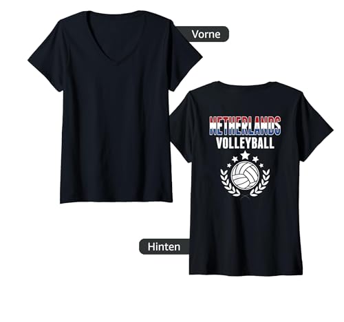 Damen Niederlande Volleyballliebhaber Trikot - Niederländische Flagge Sport Fans T-Shirt mit V-Ausschnitt von G2T Netherlands Summer Sports Volleyball