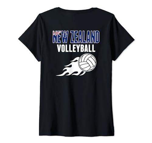 Damen Neuseeland Volleyball-Fans Trikot Neuseeland Sportliebhaber T-Shirt mit V-Ausschnitt Damen Neuseeland Volleyball-Fans Trikot Neuseeland Sportliebhaber T-Shirt mit V-Ausschnitt von G2T New Zealand Summer Sports Volleyball