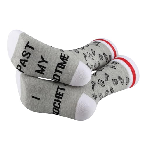G2TUP 1 Paar Häkelsocken für Liebhaber mit Aufschrift "I Crochet Past My Bed Time", I Crochet Past 1p, Medium von G2TUP