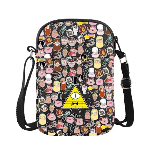 G2TUP Bill Cipher Crossbody Bag Bill Cipher Gifts Cmabel & Dipper Cartoon Geschenke Mistery Shack Umhängetasche, Yellowtriangle Bl, Western von G2TUP